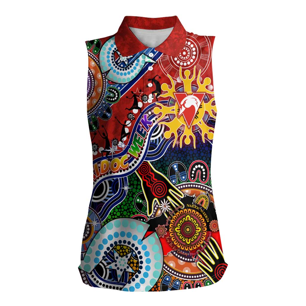 Custom NAIDOC Week 2024 Sydney Swans Women Sleeveless Polo Shirt Australia Aboriginal Dot Painting