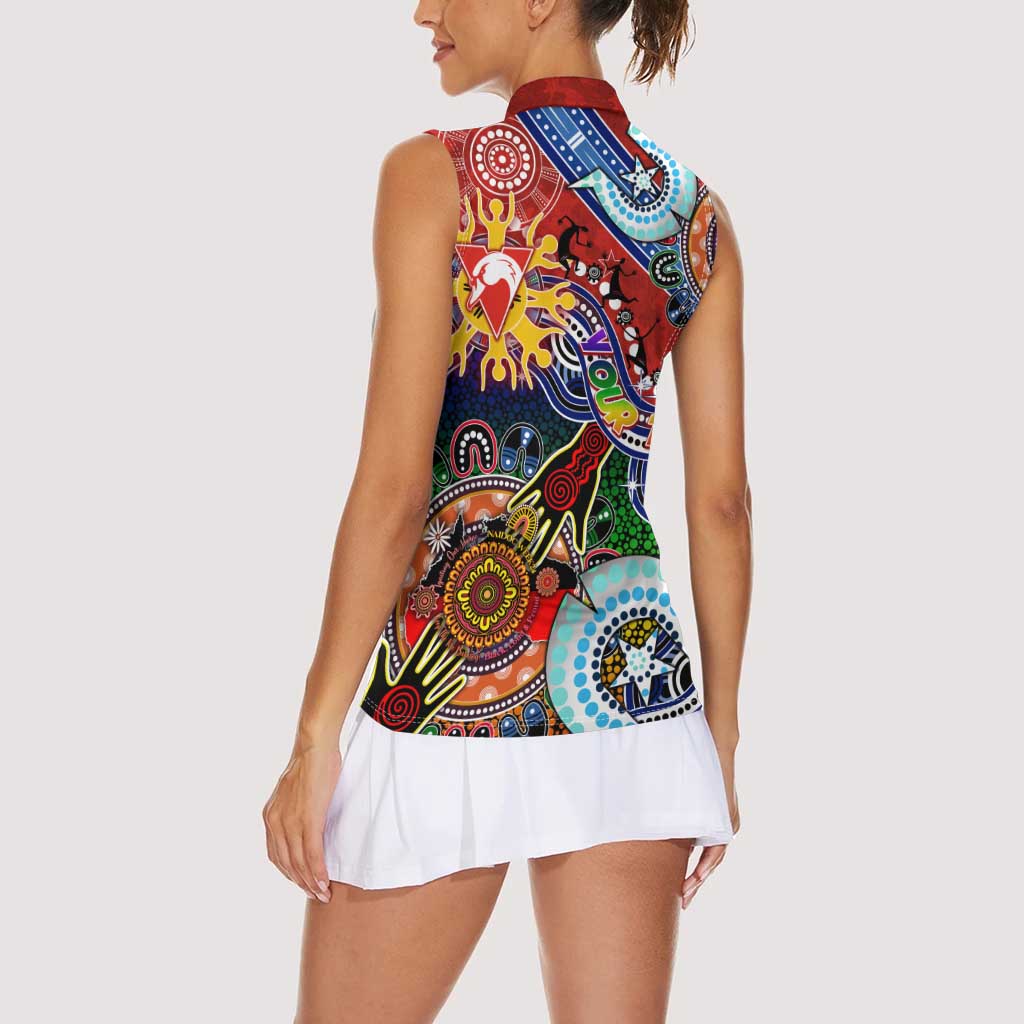 Custom NAIDOC Week 2024 Sydney Swans Women Sleeveless Polo Shirt Australia Aboriginal Dot Painting