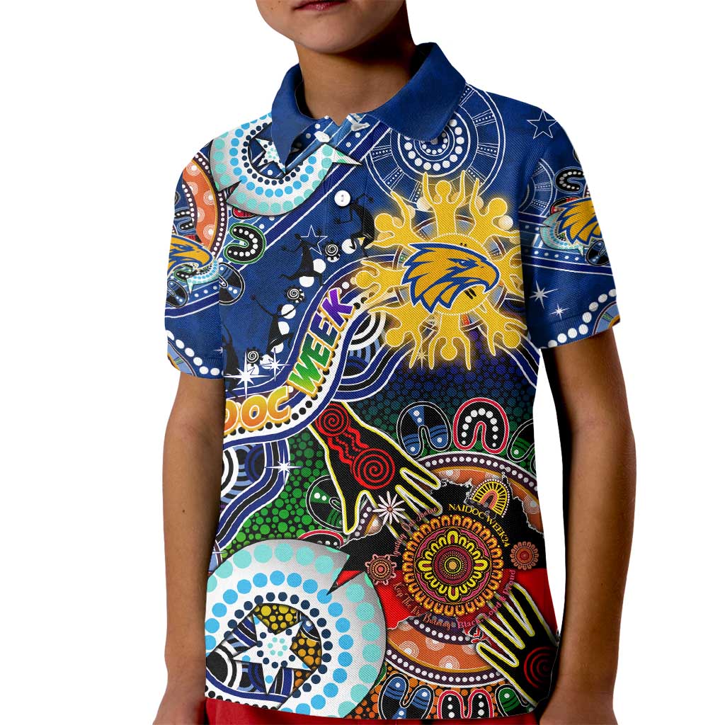 Custom NAIDOC Week 2024 West Coast Eagles Kid Polo Shirt Australia Aboriginal Dot Painting