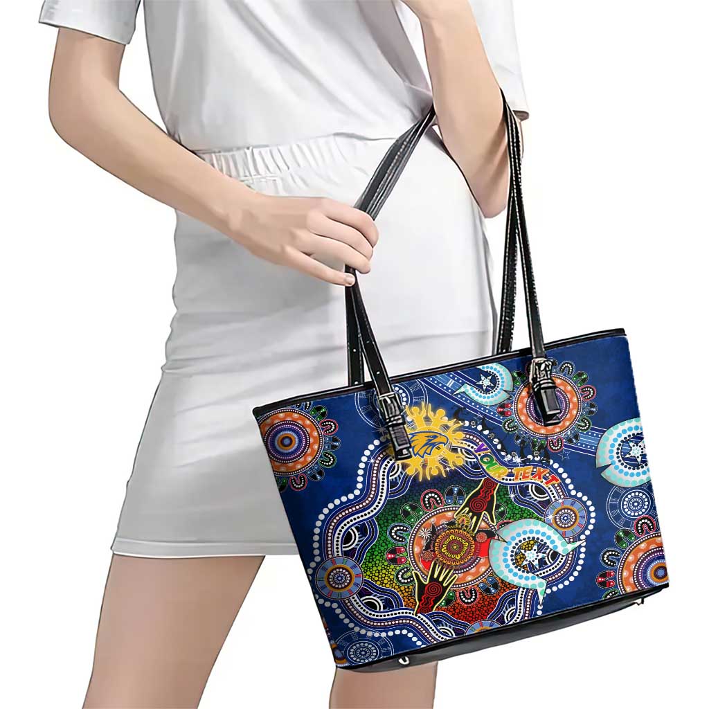 Custom NAIDOC Week 2024 West Coast Eagles Leather Tote Bag Australia Aboriginal Dot Painting