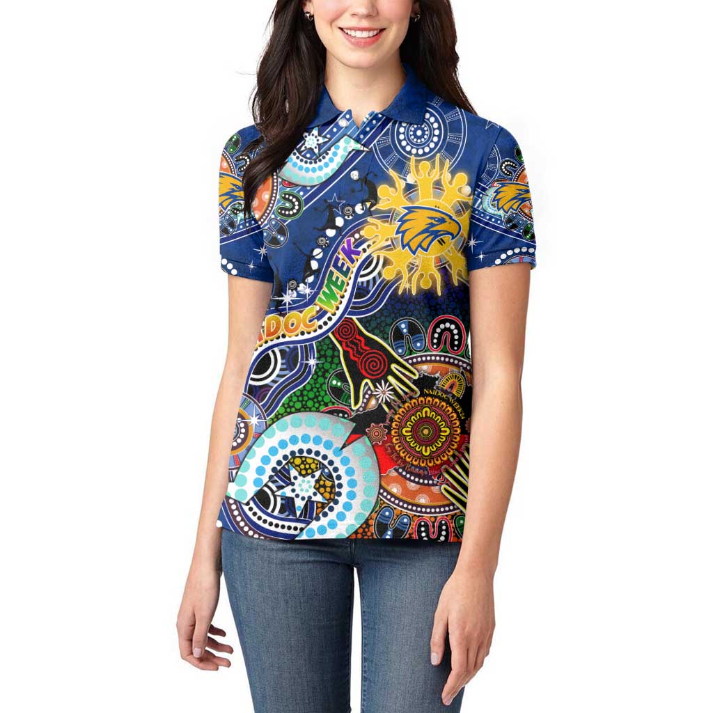 Custom NAIDOC Week 2024 West Coast Eagles Women Polo Shirt Australia Aboriginal Dot Painting