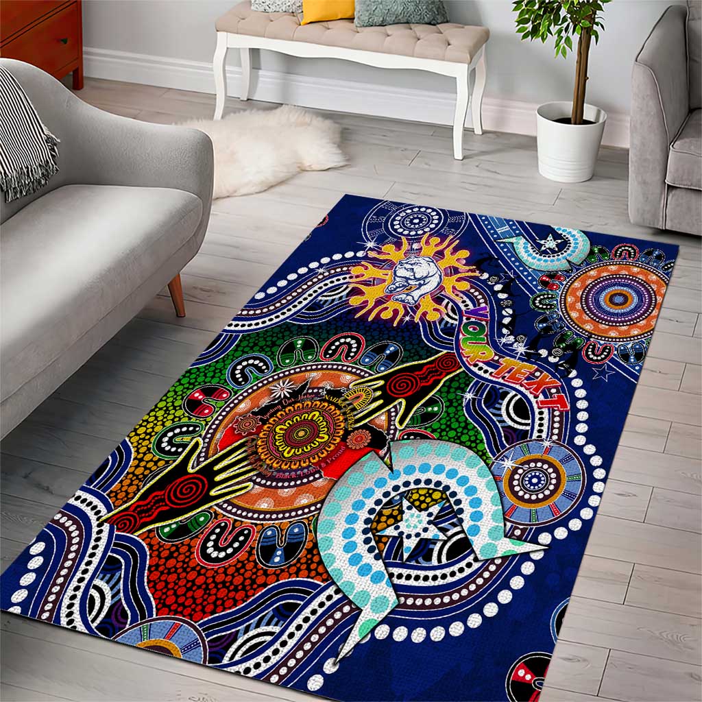 Custom NAIDOC Week 2024 Western Bulldogs Area Rug Australia Aboriginal Dot Painting