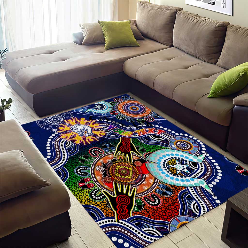 Custom NAIDOC Week 2024 Western Bulldogs Area Rug Australia Aboriginal Dot Painting