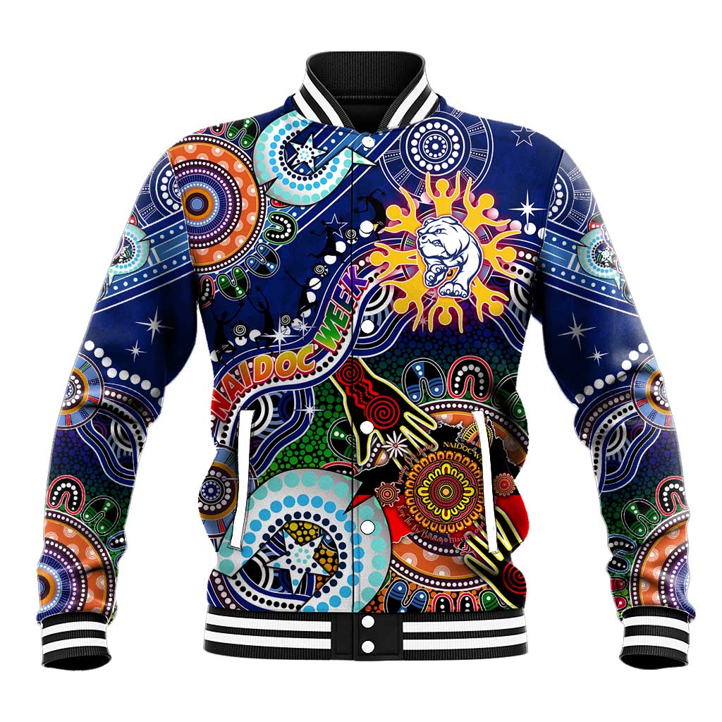 Custom NAIDOC Week 2024 Western Bulldogs Baseball Jacket Australia Aboriginal Dot Painting