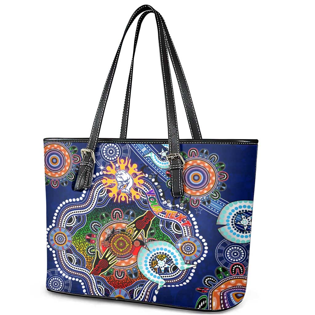 Custom NAIDOC Week 2024 Western Bulldogs Leather Tote Bag Australia Aboriginal Dot Painting