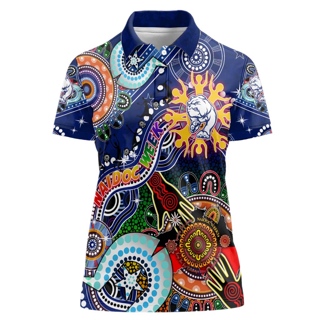 Custom NAIDOC Week 2024 Western Bulldogs Women Polo Shirt Australia Aboriginal Dot Painting