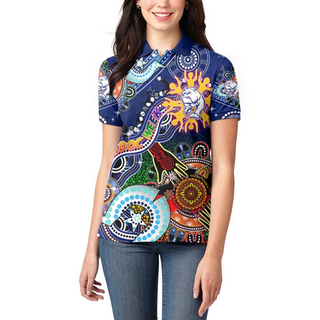 Custom NAIDOC Week 2024 Western Bulldogs Women Polo Shirt Australia Aboriginal Dot Painting