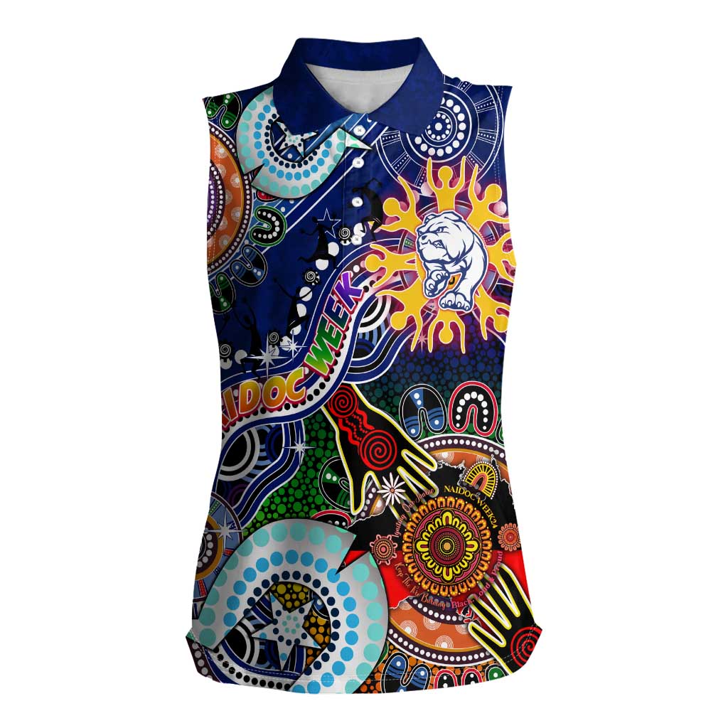 Custom NAIDOC Week 2024 Western Bulldogs Women Sleeveless Polo Shirt Australia Aboriginal Dot Painting