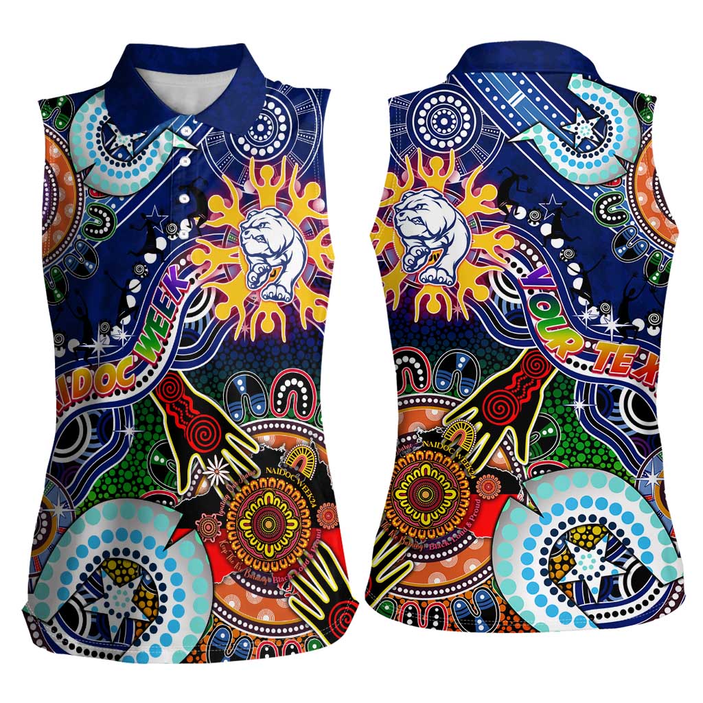 Custom NAIDOC Week 2024 Western Bulldogs Women Sleeveless Polo Shirt Australia Aboriginal Dot Painting