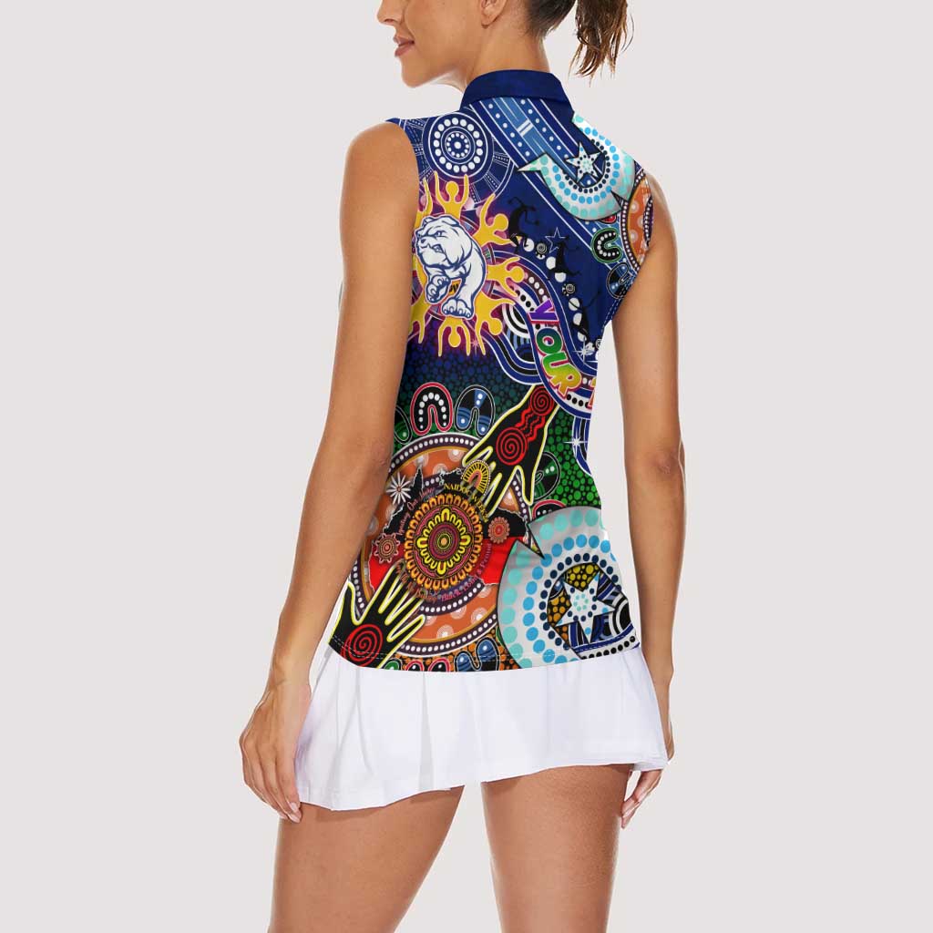 Custom NAIDOC Week 2024 Western Bulldogs Women Sleeveless Polo Shirt Australia Aboriginal Dot Painting