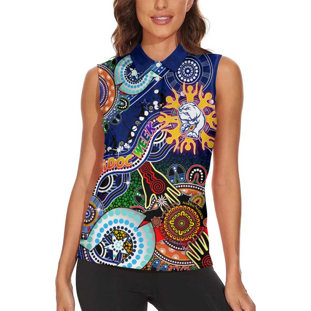 Custom NAIDOC Week 2024 Western Bulldogs Women Sleeveless Polo Shirt Australia Aboriginal Dot Painting