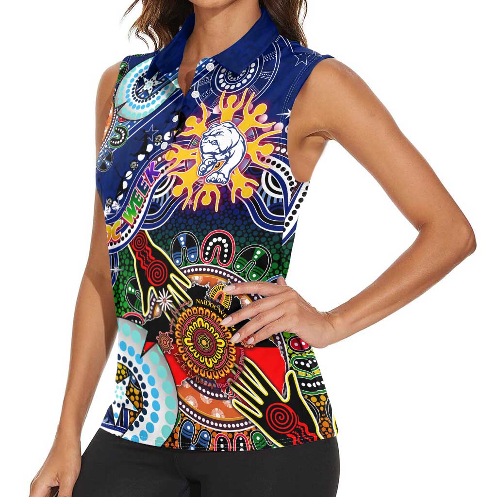 Custom NAIDOC Week 2024 Western Bulldogs Women Sleeveless Polo Shirt Australia Aboriginal Dot Painting