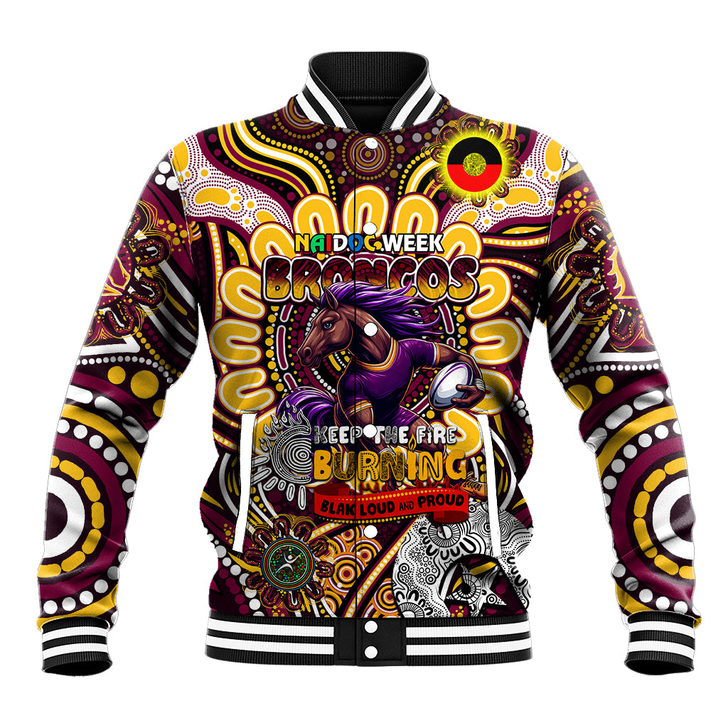 Custom NAIDOC Week 2024 Broncos Baseball Jacket Mascot Rugby