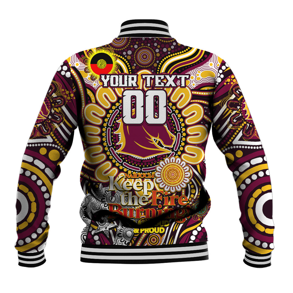 Custom NAIDOC Week 2024 Broncos Baseball Jacket Mascot Rugby