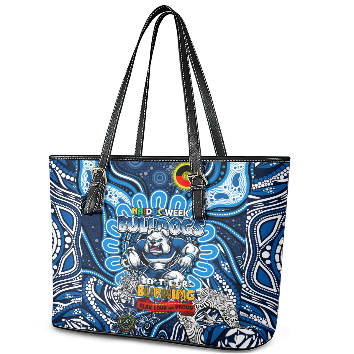 NAIDOC Week 2024 Bulldogs Leather Tote Bag Mascot Rugby