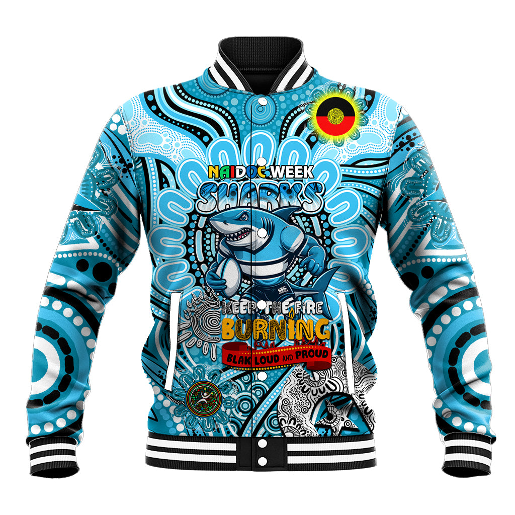 Custom NAIDOC Week 2024 Sharks Baseball Jacket Mascot Rugby