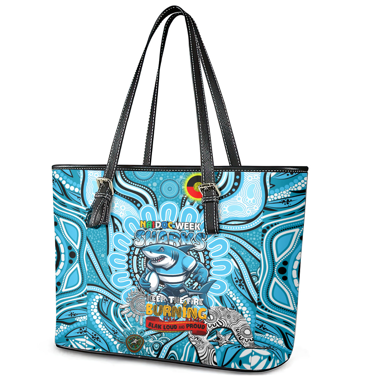 NAIDOC Week 2024 Sharks Leather Tote Bag Mascot Rugby