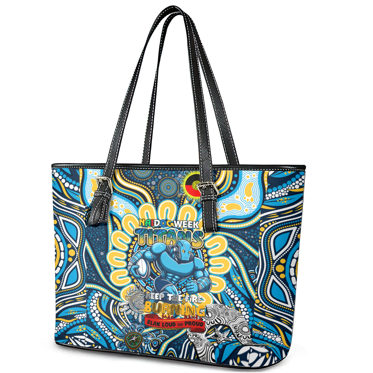 NAIDOC Week 2024 Titans Leather Tote Bag Mascot Rugby