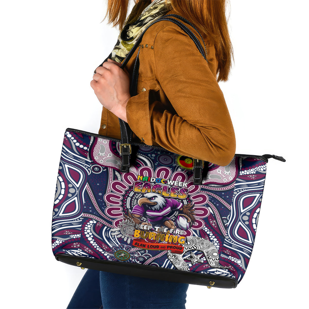 NAIDOC Week 2024 Eagles Leather Tote Bag Mascot Rugby