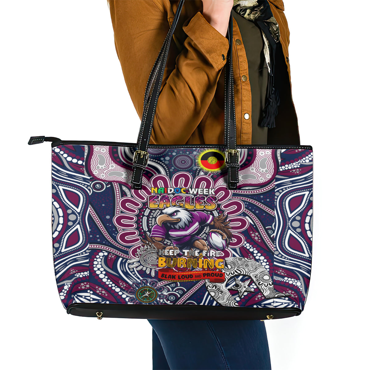 NAIDOC Week 2024 Eagles Leather Tote Bag Mascot Rugby