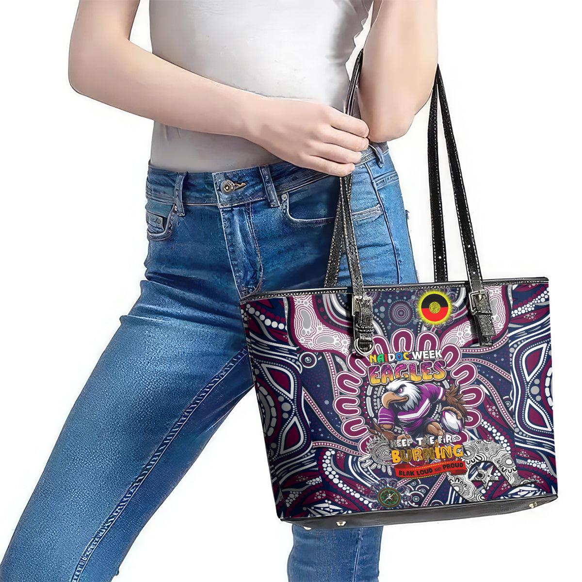 NAIDOC Week 2024 Eagles Leather Tote Bag Mascot Rugby