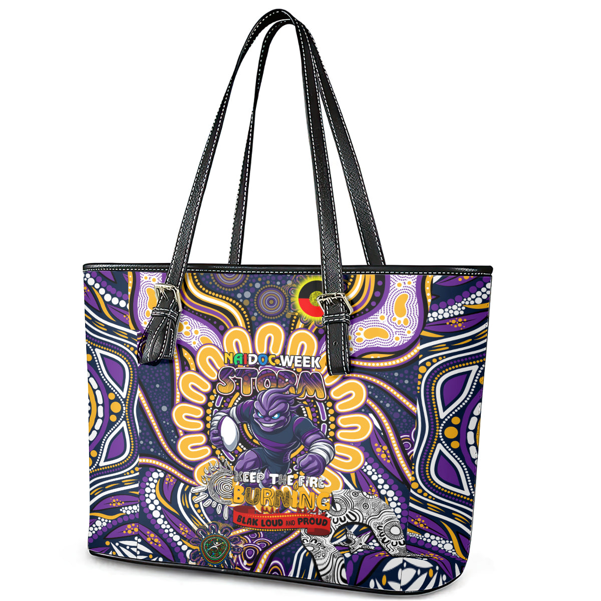 NAIDOC Week 2024 Storm Leather Tote Bag Mascot Rugby