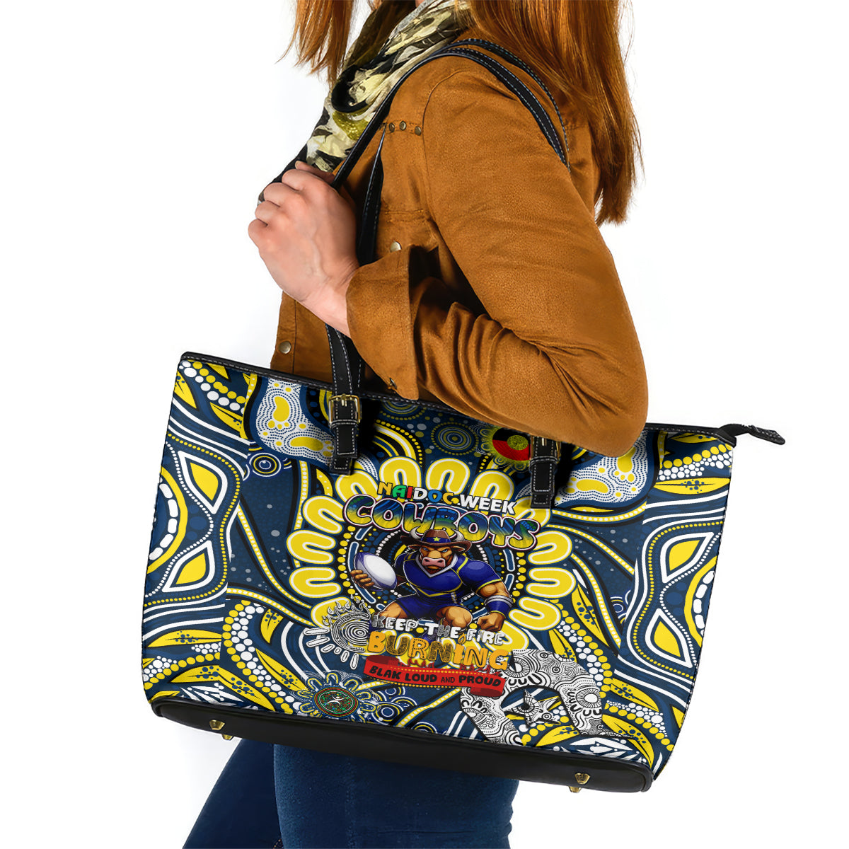 NAIDOC Week 2024 Cowboys Leather Tote Bag Mascot Rugby