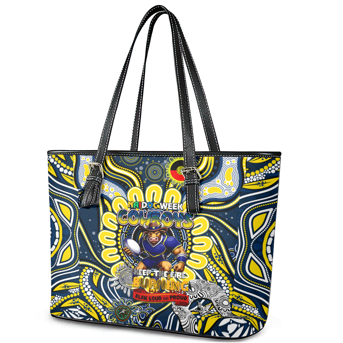 NAIDOC Week 2024 Cowboys Leather Tote Bag Mascot Rugby