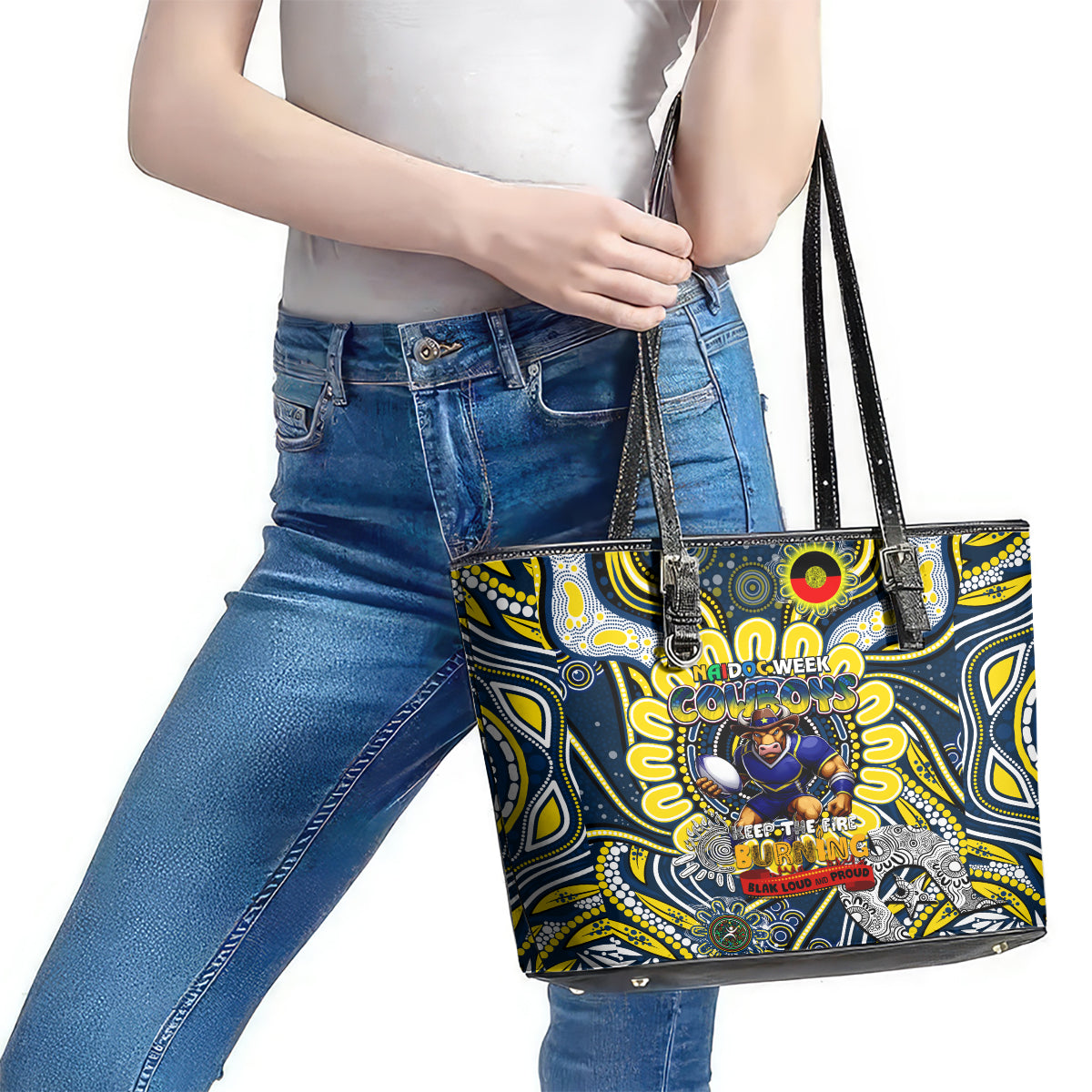 NAIDOC Week 2024 Cowboys Leather Tote Bag Mascot Rugby