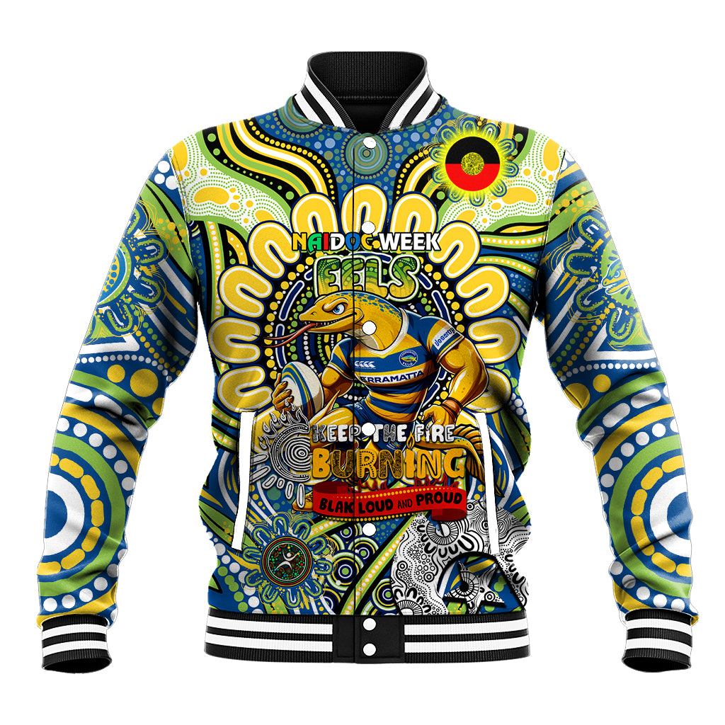 Custom NAIDOC Week 2024 Eels Baseball Jacket Mascot Rugby