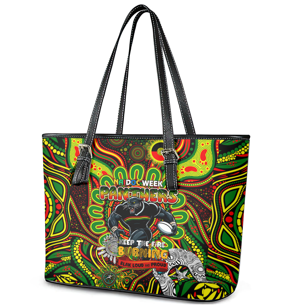 NAIDOC Week 2024 Panthers Leather Tote Bag Mascot Rugby