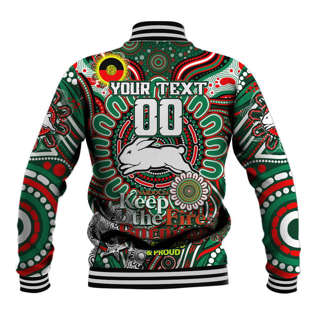 Custom NAIDOC Week 2024 Rabbitohs Baseball Jacket Mascot Rugby DT02