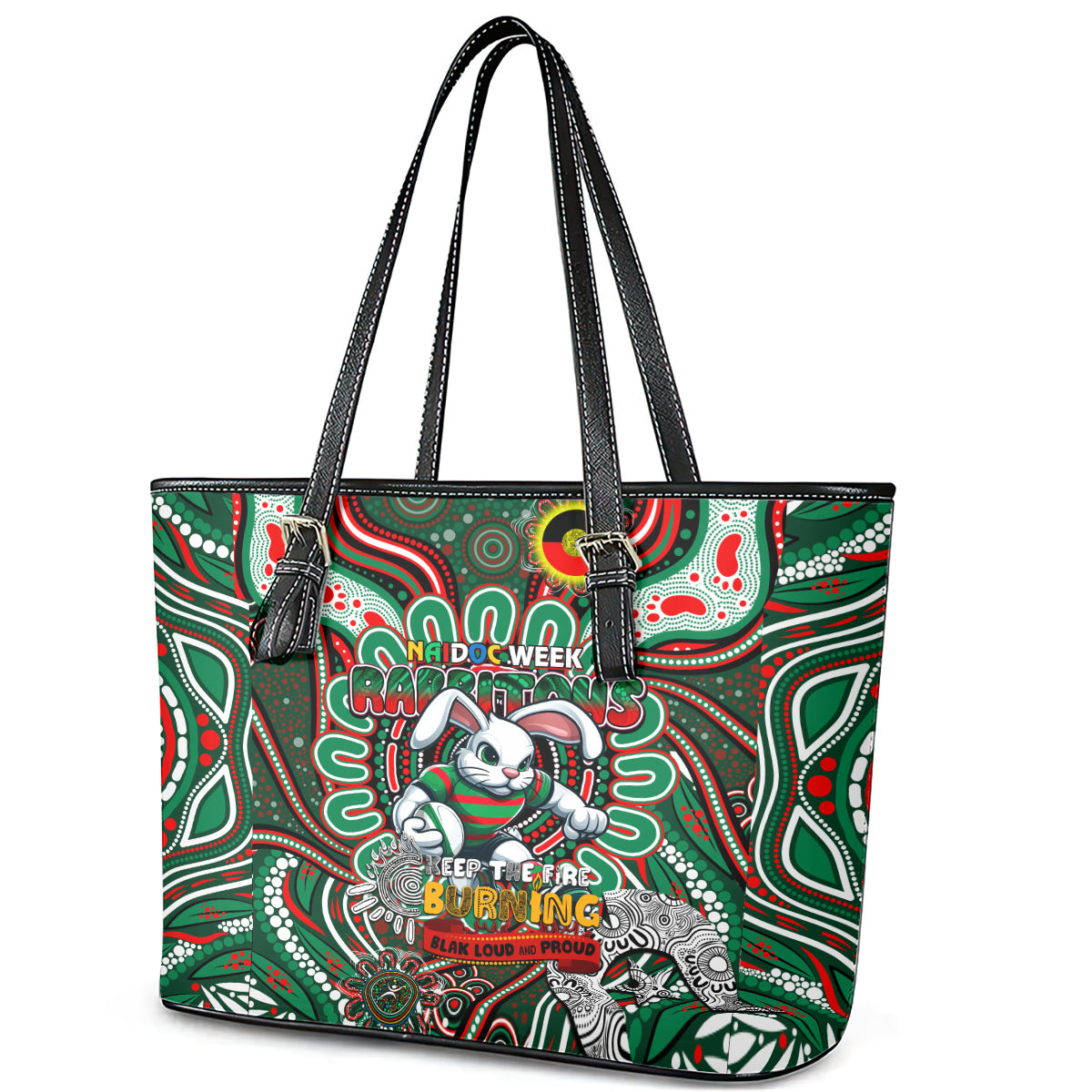 NAIDOC Week 2024 Rabbitohs Leather Tote Bag Mascot Rugby