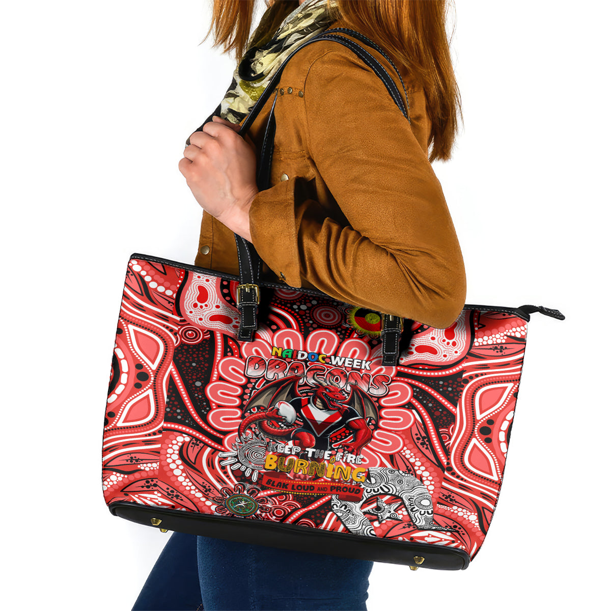 NAIDOC Week 2024 Dragons Leather Tote Bag Mascot Rugby