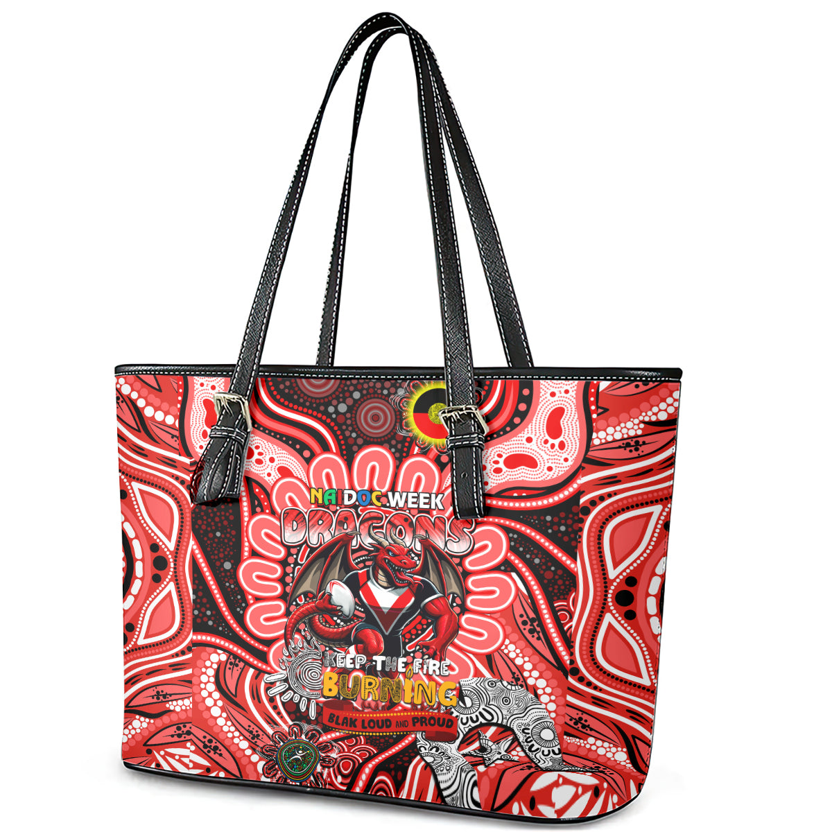 NAIDOC Week 2024 Dragons Leather Tote Bag Mascot Rugby