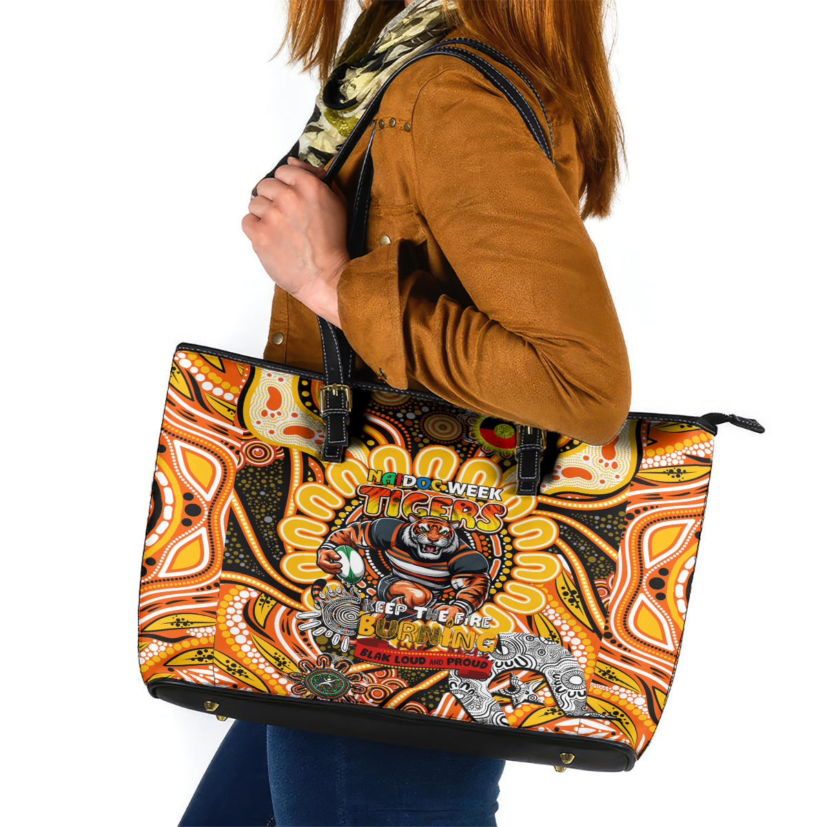 NAIDOC Week 2024 Tigers Leather Tote Bag Mascot Rugby