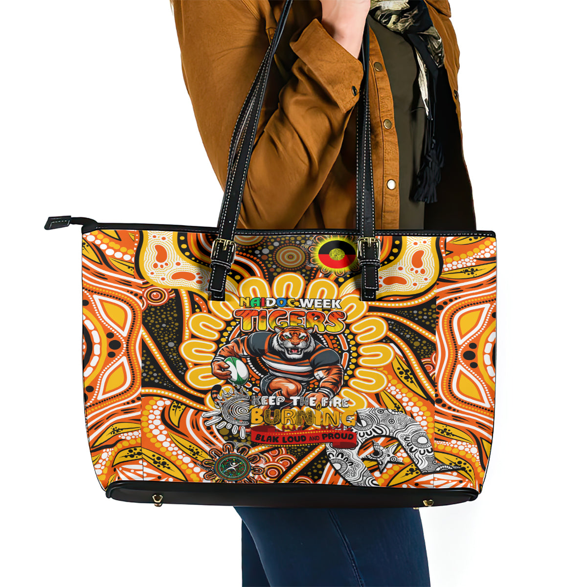 NAIDOC Week 2024 Tigers Leather Tote Bag Mascot Rugby