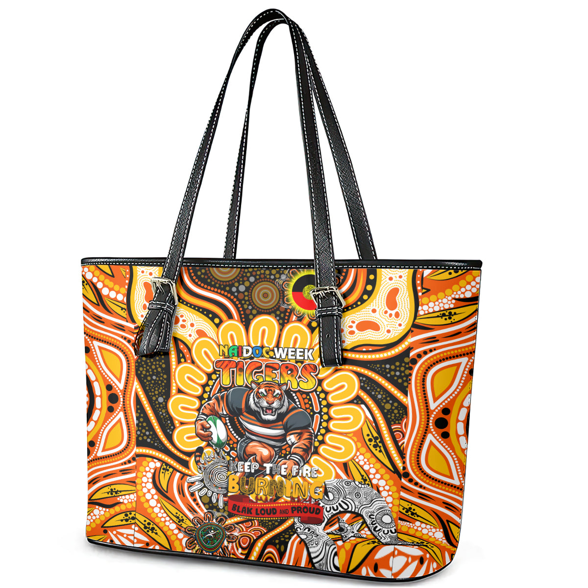 NAIDOC Week 2024 Tigers Leather Tote Bag Mascot Rugby