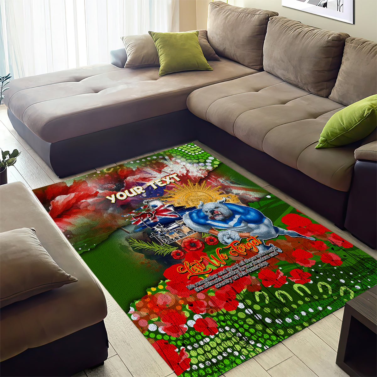 Personalised Australia Rugby Raiders ANZAC Area Rug Canberra Scratch Style