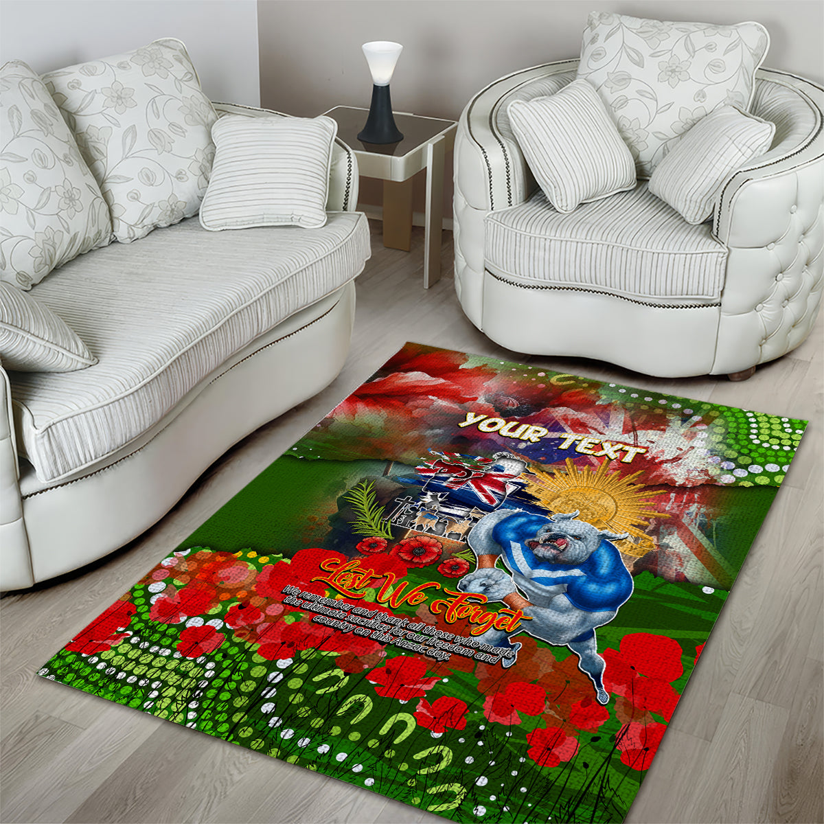 Personalised Australia Rugby Raiders ANZAC Area Rug Canberra Scratch Style