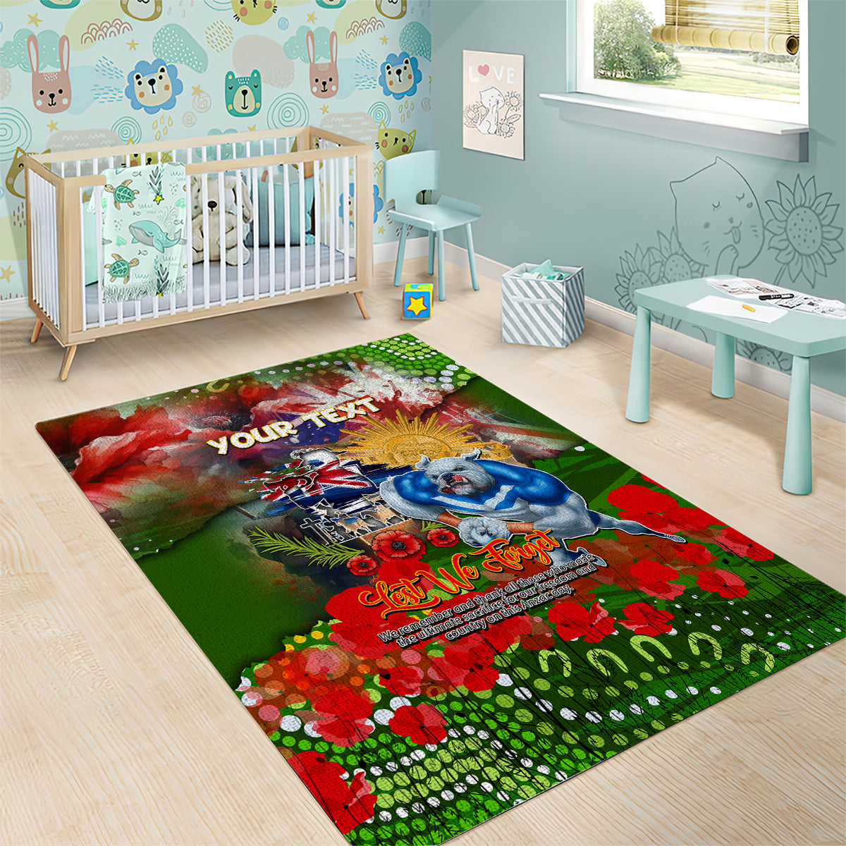 Personalised Australia Rugby Raiders ANZAC Area Rug Canberra Scratch Style