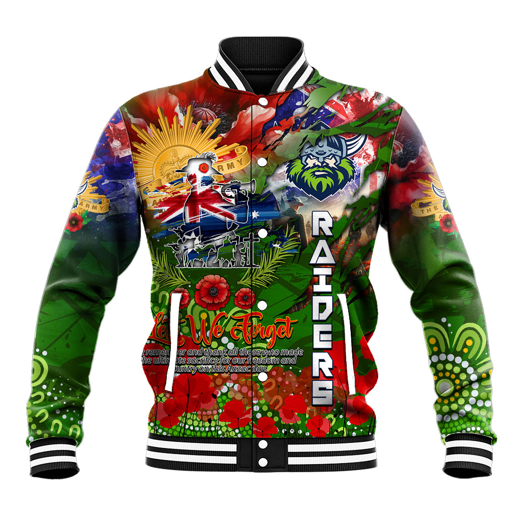 Personalised Australia Rugby Raiders ANZAC Baseball Jacket Canberra Scratch Style