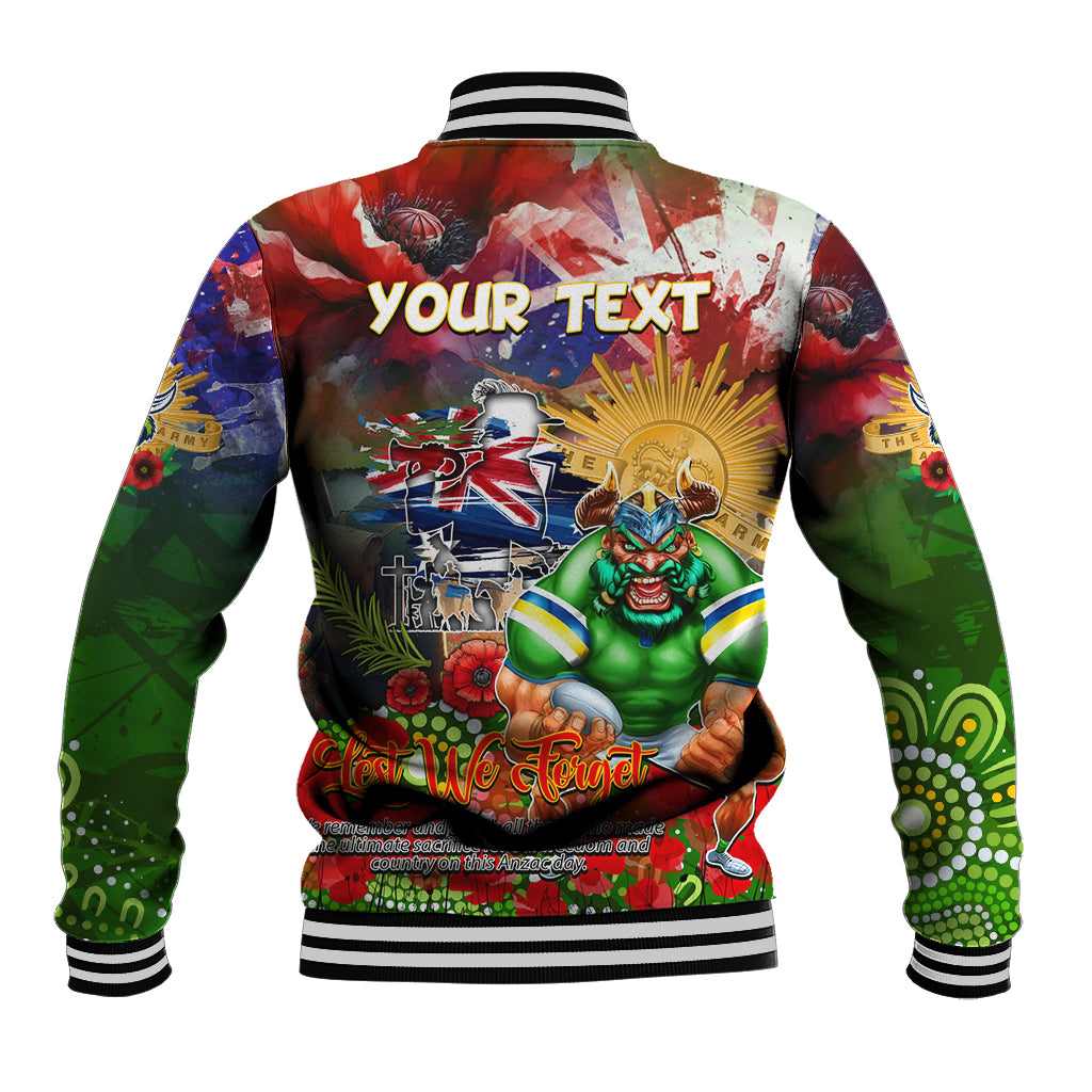 Personalised Australia Rugby Raiders ANZAC Baseball Jacket Canberra Scratch Style