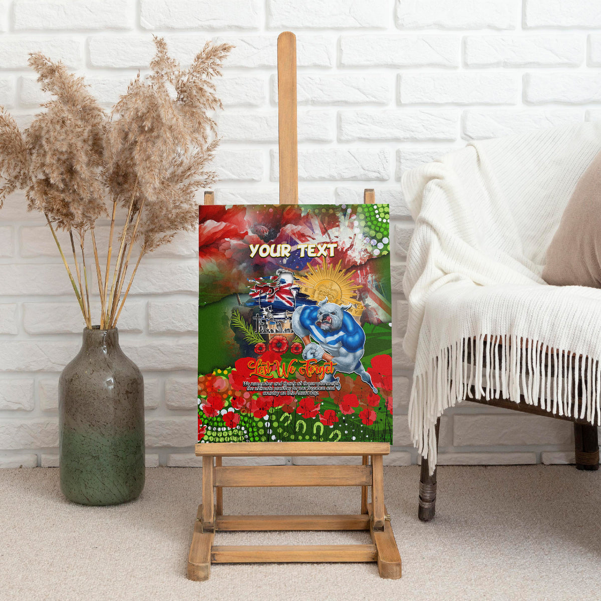 Personalised Australia Rugby Raiders ANZAC Canvas Wall Art Canberra Scratch Style