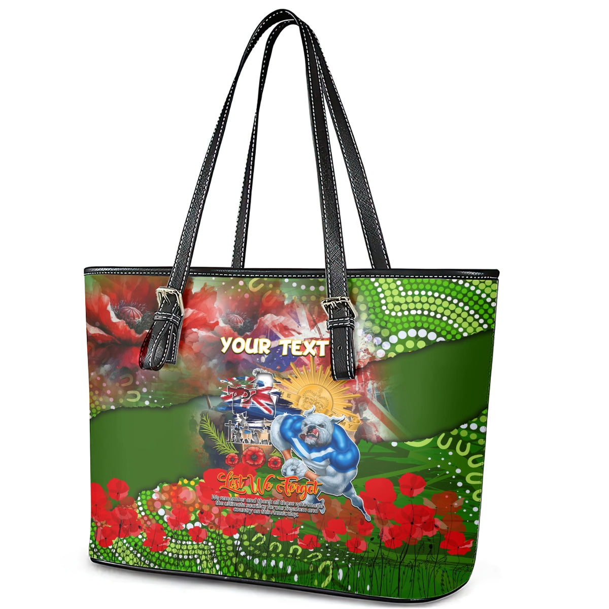 Personalised Australia Rugby Raiders ANZAC Leather Tote Bag Canberra Scratch Style