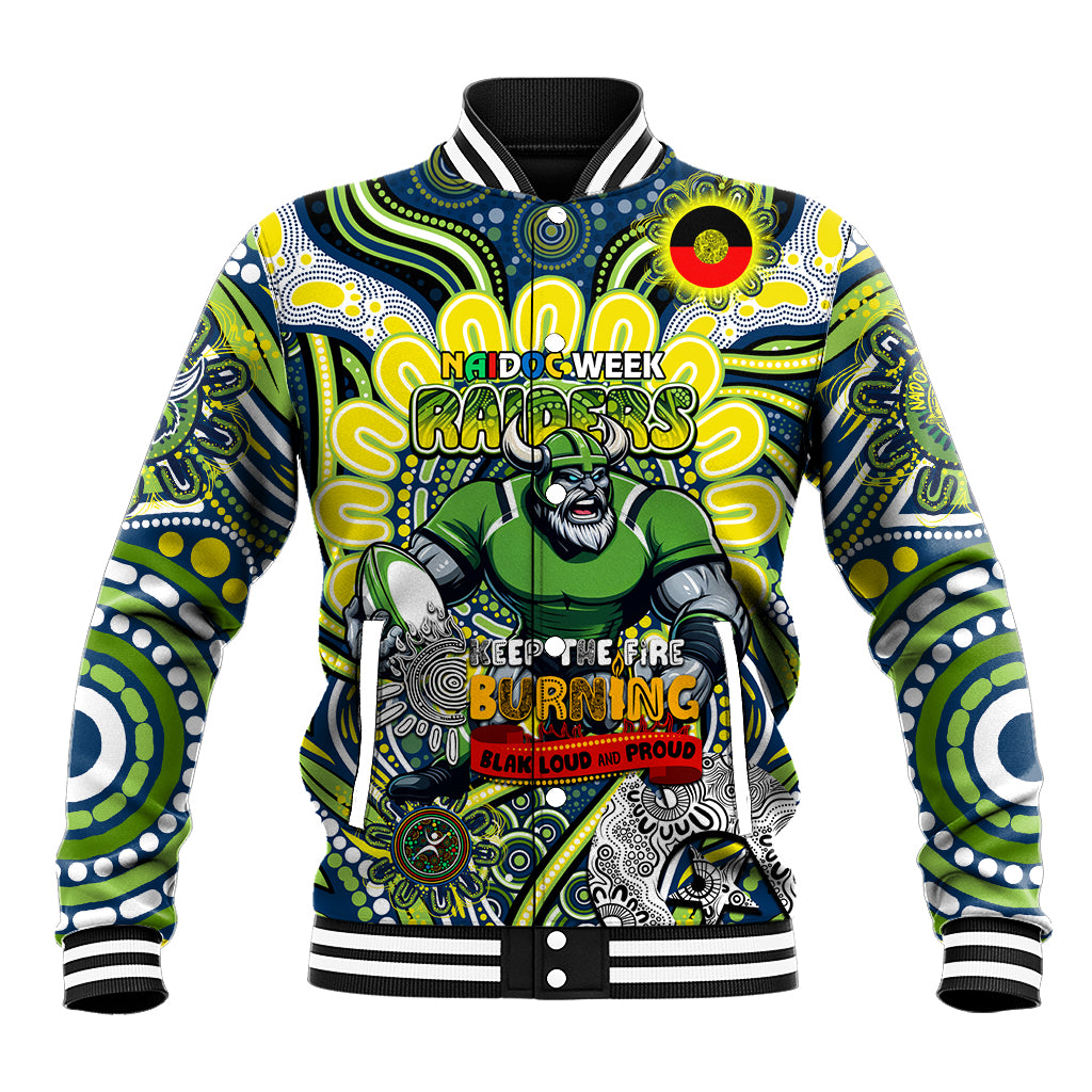 Custom NAIDOC Week 2024 Raiders Baseball Jacket Mascot Rugby DT02