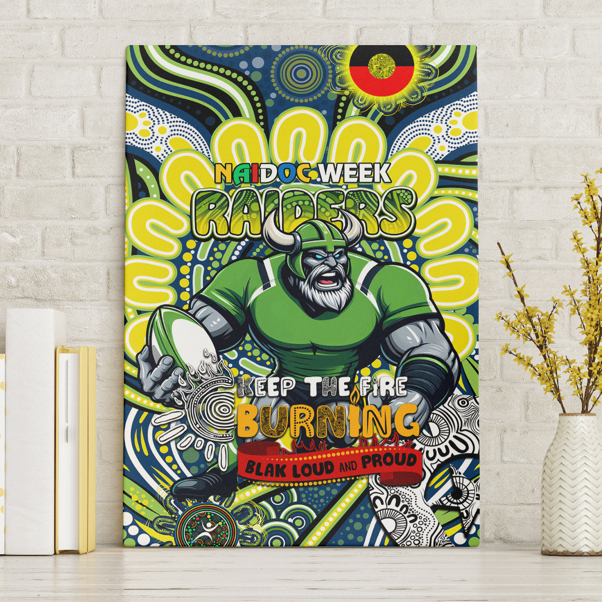 Custom NAIDOC Week 2024 Raiders Canvas Wall Art Mascot Rugby DT02