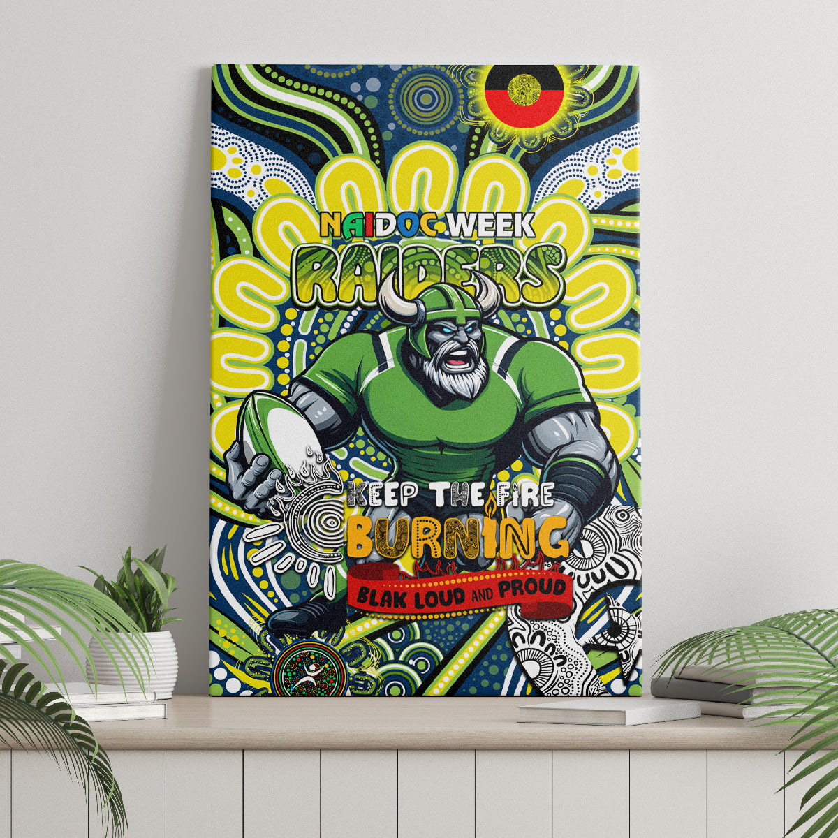 Custom NAIDOC Week 2024 Raiders Canvas Wall Art Mascot Rugby DT02