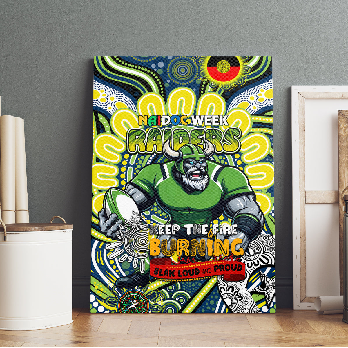 Custom NAIDOC Week 2024 Raiders Canvas Wall Art Mascot Rugby DT02