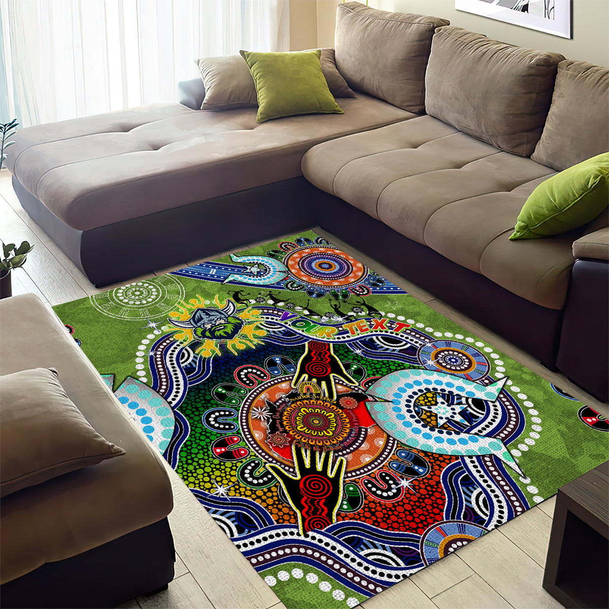 Personalised Raiders NAIDOC Week 2024 Area Rug Australia Aboriginal Dot Painting